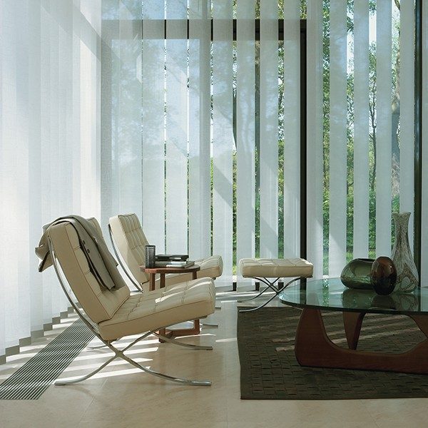 large panel vertical blinds in a lounge setting